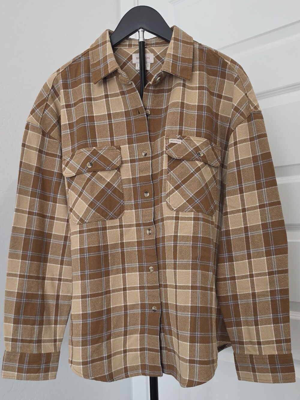 NWT Brixton Bowery Plaid Fall Oversized Flannel Shacket Top Women's Sz Medium